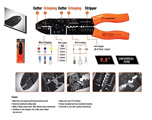 PUMPKIN 9.5" MULTIFUNCTIONAL CRIMPING WIRE STRIPPER (14619)