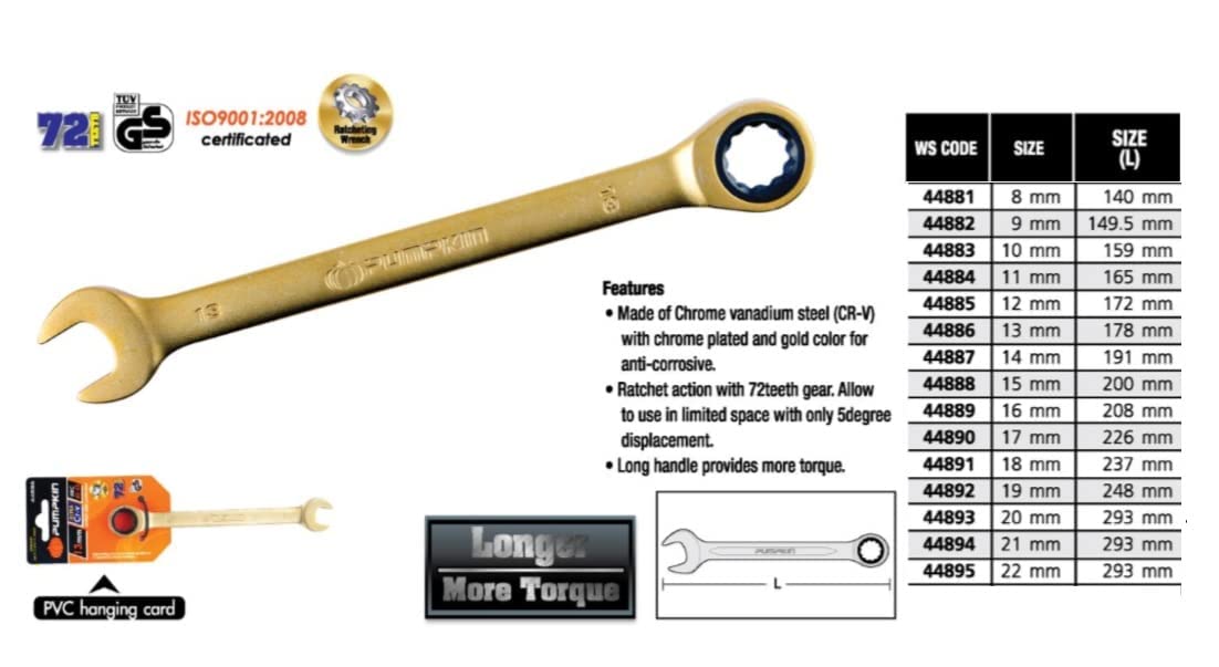 PUMPKIN COMBINATION RATCHET OPEN END SPANNER/WRENCH