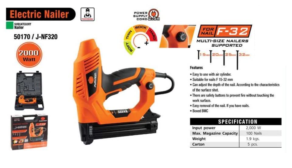 Pumpkin Electric Nailer - 50170 / Nail Capacity