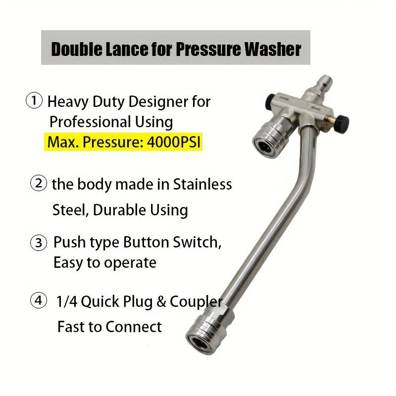 TUQO Dual Lance Pressure Washer Wand For Foam Cannon DV500