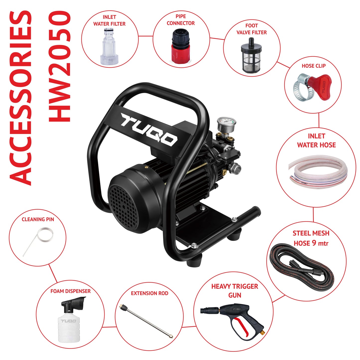 TUQO High Pressure Washer HW2050-2200W/150 Bar