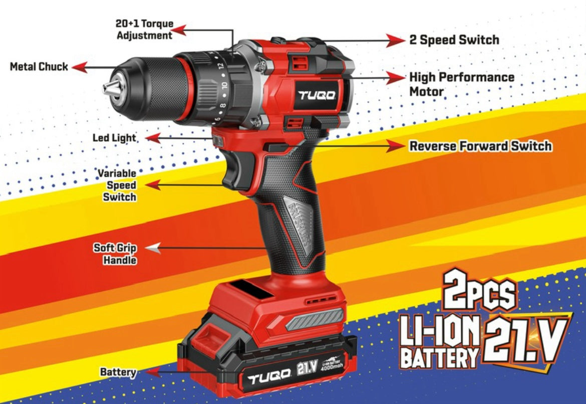 TUQO AH150 Cordless Impact Drill 24Pcs Set