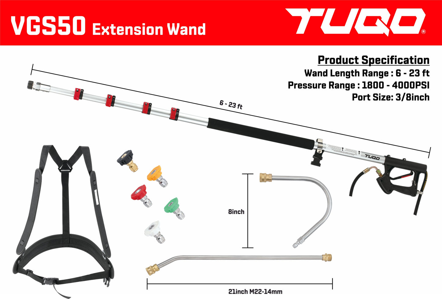 TUQO Extension Wand VGS50 - 5 Section