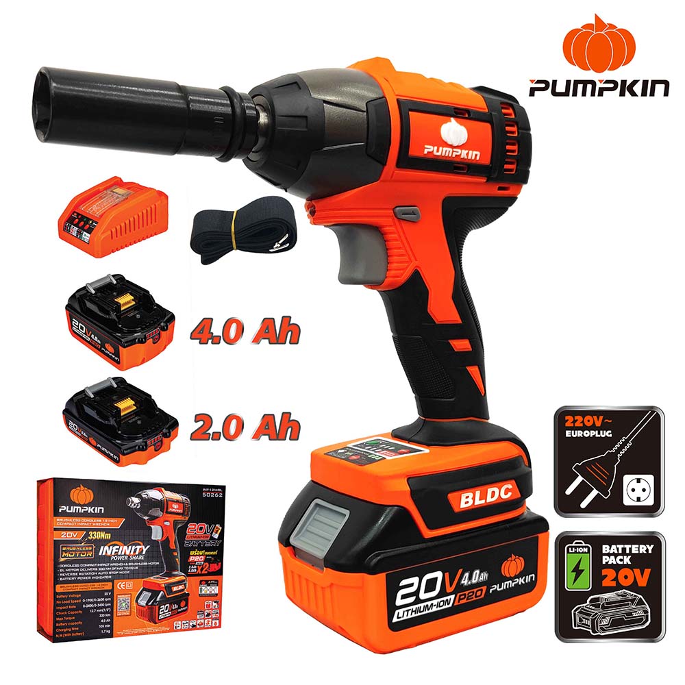 Pumpkin 1/2" Cordless Impact Wrench with Brushless Motor